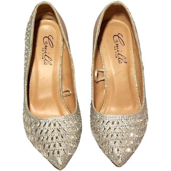 CAMILLE Rhinestone & Silver 4 inch Heel Night Out On The Town Heels Size: 6.5 - Picture 1 of 7